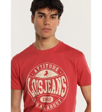 Lois Jeans T-shirt a maniche corte con stampa craquel rossa