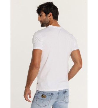 Lois Jeans Kortrmad T-shirt med vitt krackelerat tryck