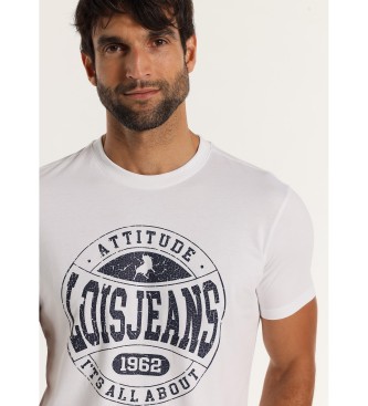 Lois Jeans Kortrmad T-shirt med vitt krackelerat tryck