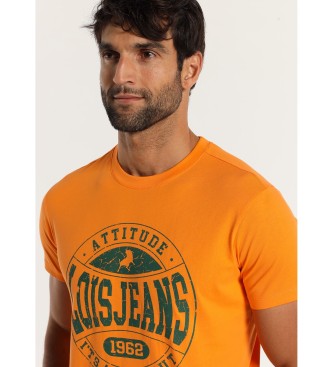 Lois Jeans Orange kortrmad t-shirt med krackelerat tryck