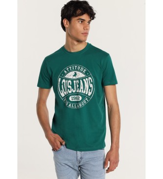 Lois Jeans Kortrmad t-shirt med grnt krackelerat tryck