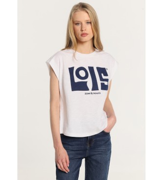 Lois Jeans Lois modern craft graphic Kurzarm-T-Shirt wei