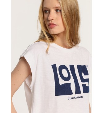 Lois Jeans Lois modern craft graphic Kurzarm-T-Shirt wei