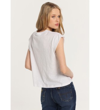 Lois Jeans T-shirt a maniche corte con grafica moderna artigianale Lois bianca