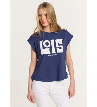 Lois Jeans Lois modern craft t-shirt med kort rm och grafik i marinbltt