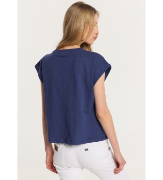 Lois Jeans Lois modern craft grafisch t-shirt met korte mouwen in marineblauw