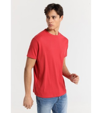Lois Jeans T-shirt de manga curta com canelado fino vermelho