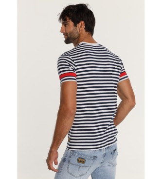Lois Jeans T-shirt  manches courtes avec bande tricolore sur les manches, bleu