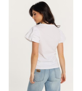 Lois Jeans Kurzrmeliges Puff-T-Shirt mit weier Steppnaht und Logo