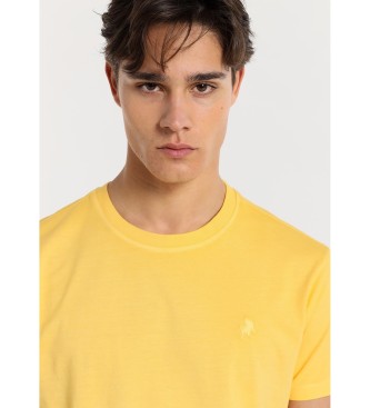 Lois Jeans Podstawowy t-shirt z krótkim rękawem z tkaniny overdye w kolorze żółtym