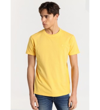 Lois Jeans T-shirt basic a maniche corte in tessuto sovratinto giallo