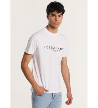 Lois Jeans T-shirt de manga curta com bolso essencial grfica branca