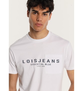 Lois Jeans T-shirt bianca essenziale a maniche corte con tasca grafica