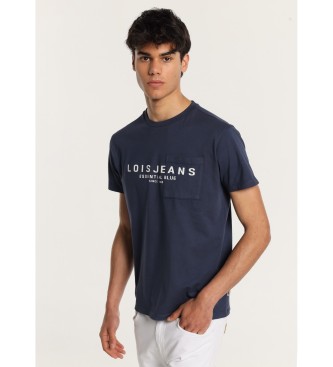 Lois Jeans Granatowa koszulka z krótkim rękawem i kieszonką Essential