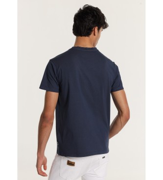 Lois Jeans Essential navy Kurzarm-T-Shirt mit grafischer Tasche mit Tasche