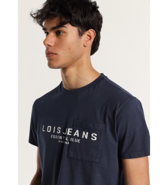 Lois Jeans Essential navy Kurzarm-T-Shirt mit grafischer Tasche mit Tasche