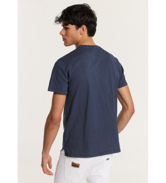 Lois Jeans T-shirt met korte mouwen en marineblauw gewassen baker kraag