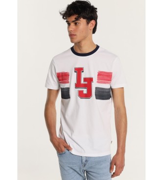 Lois Jeans Kortrmet t-shirt med kontrastgrafisk rund hals L J hvid