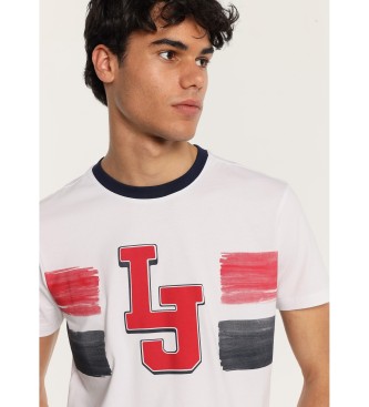 Lois Jeans Kurzarm-T-Shirt mit kontrastierender Grafik Rundhalsausschnitt L J wei