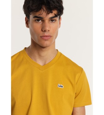 Lois Jeans Kortrmet T-shirt med broderet logopatch orange