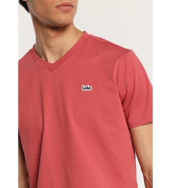 Lois Jeans T-shirt de manga curta com logtipo bordado em vermelho