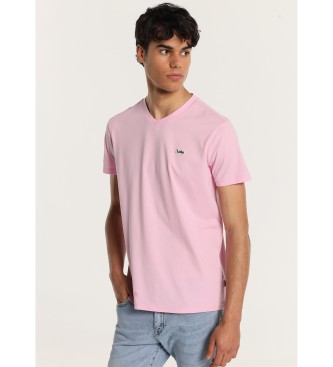 Lois Jeans T-shirt de manga curta com logtipo bordado rosa