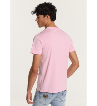 Lois Jeans T-shirt a maniche corte con patch logo rosa ricamato