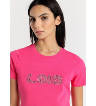 Lois Jeans Koszulka z krótkim rękawem i logo z dżetów
