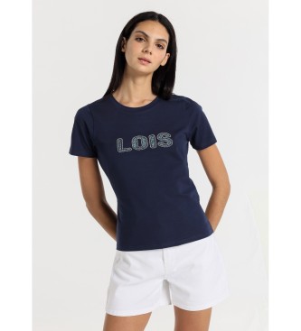 Lois Jeans Kortrmad T-shirt med marinbl strasslogga