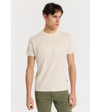 Lois Jeans Kortrmad T-shirt med beige Lois Puff-logotyp