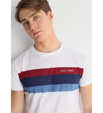 Lois Jeans T-shirt met korte mouwen en witte driekleurige streep op de borst