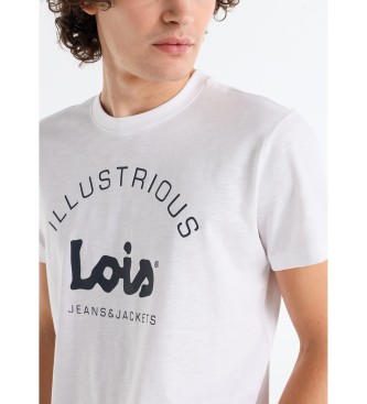 Lois Jeans Biała koszulka z kontrastem na piersi