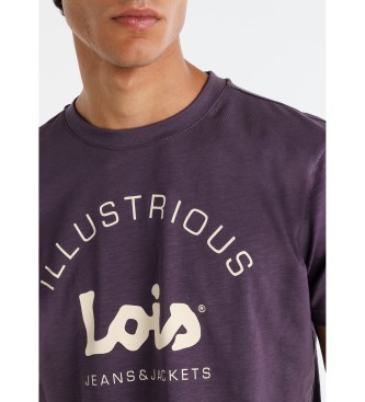 Lois Jeans Kontrastowa liliowa koszulka na piersi