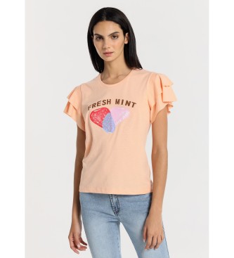 Lois Jeans Kurzarm-T-Shirt mit Obst Herz Grafik Fresh Mint rosa