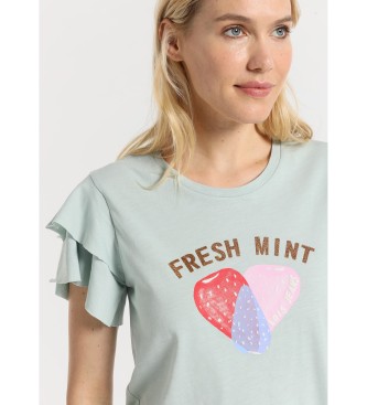 Lois Jeans T-shirt met korte mouwen en vruchtenhart grafiek Fresh Mint groen