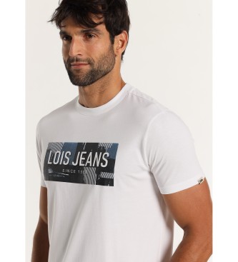 Lois Jeans Kortrmet T-shirt med hvid patchworkgrafik