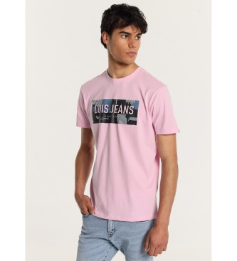 Lois Jeans Kortrmad t-shirt med rosa patchworkgrafik