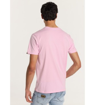 Lois Jeans Camiseta de manga corta con grafica patchwork rosa