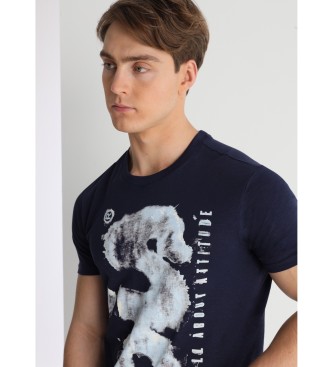 Lois Jeans Kortrmad t-shirt med marinbltt graffititryck