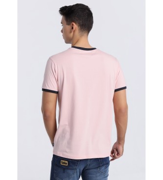 Lois Jeans Kortrmet T-shirt med logo i pink farve