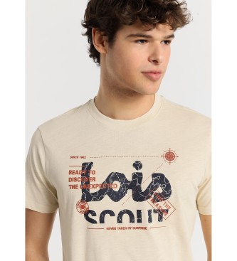 Lois Jeans Camiseta de manga corta con logo scout beige