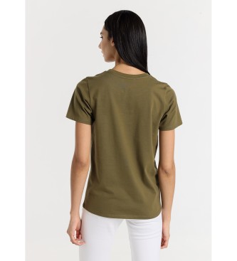 Lois Jeans Short sleeve T-shirt with green buttonhole at the hem