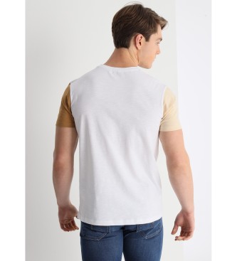 Lois Jeans T-shirt blanc  manches courtes, style vintage contrast