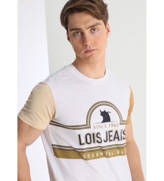 Lois Jeans T-shirt blanc  manches courtes, style vintage contrast
