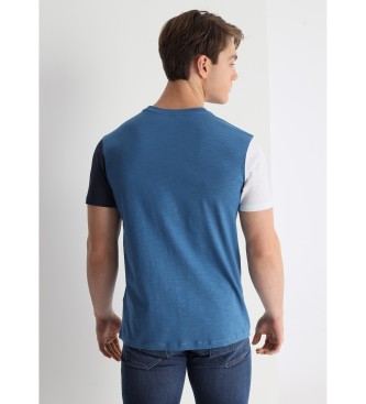 Lois Jeans Kontrastowa niebieska koszulka z krótkim rękawem w stylu vintage