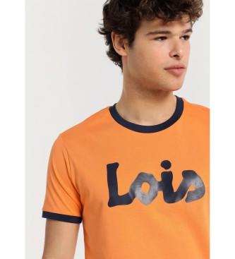 Lois Jeans Kortrmad orange T-shirt med kontrastlogga och hg densitet