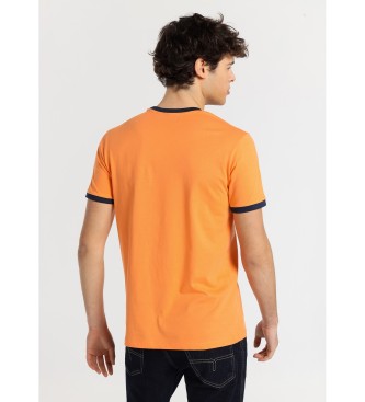 Lois Jeans T-shirt de manga curta laranja de alta densidade com logtipo em contraste