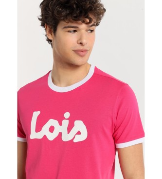 Lois Jeans T-shirt a maniche corte con logo in contrasto High Density rosa