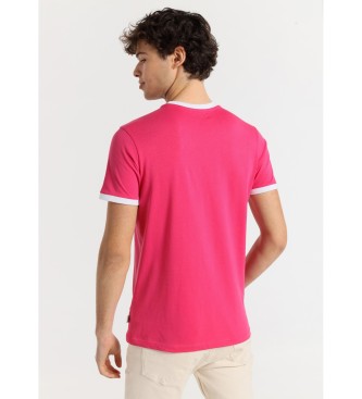 Lois Jeans Contrast Logo High Density T-shirt met korte mouwen roze