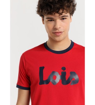 Lois Jeans T-shirt de manga curta de alta densidade com logtipo em contraste vermelho